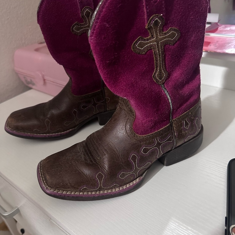Ariat Kids' Brown and Purple Western Boots
